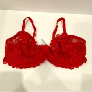 Adore Me Red Sexy Lace Wired Bra 38DD NWT